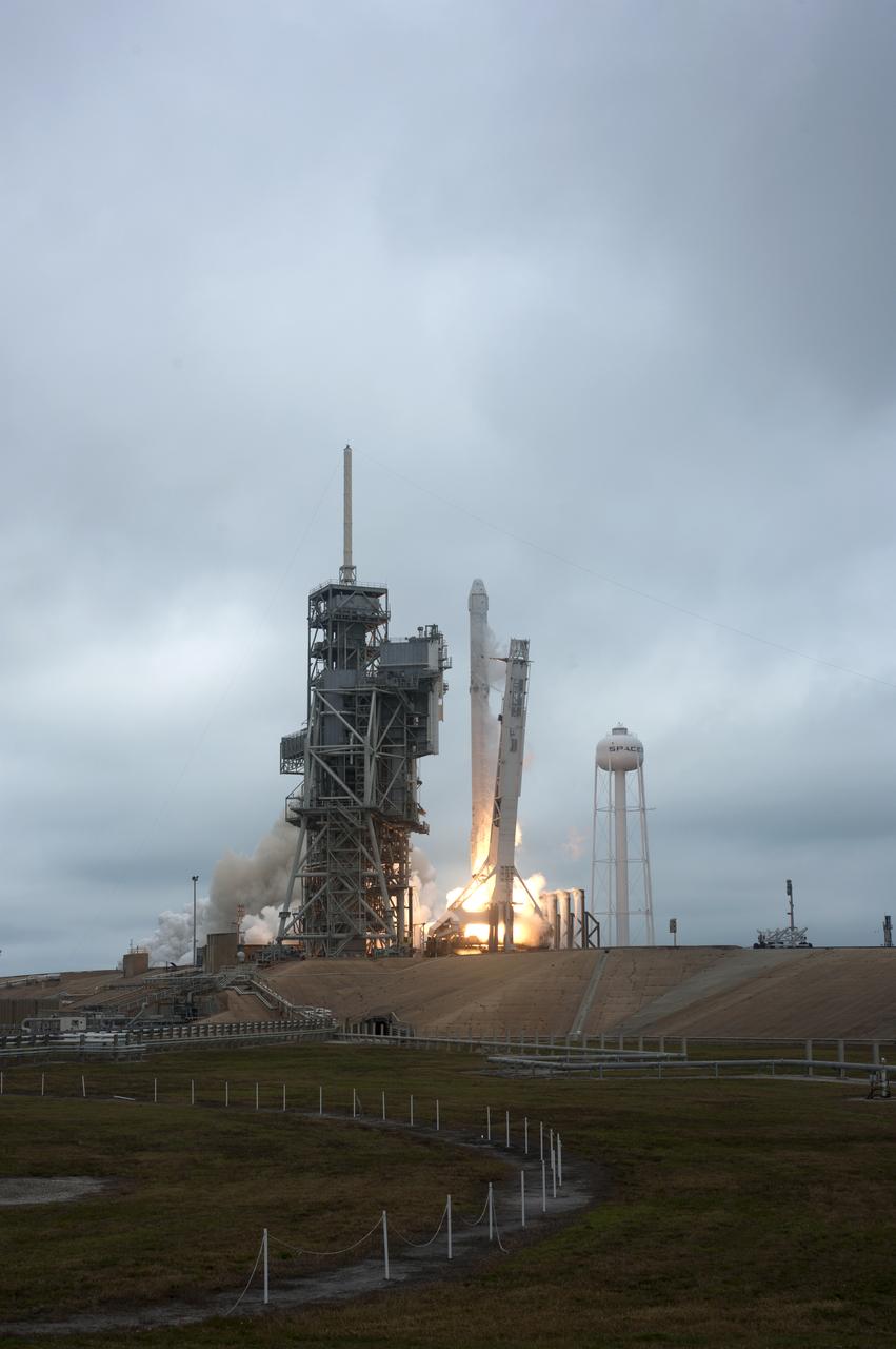A SpaceX Falcon 9 rocket lifts off from Launch Complex 39A at NASA's Kenney Space Center in Florida. This is the company's 10th commercial resupply services mission to the International Space Station. Liftoff was at 9:39 a.m. EST from the historic launch site now operated by SpaceX under a property agreement with NASA. The Dragon spacecraft will deliver about 5,500 pounds of supplies to the space station, including the Stratospheric Aerosol and Gas Experiment (SAGE) III instrument to further study ozone in the atmosphere.