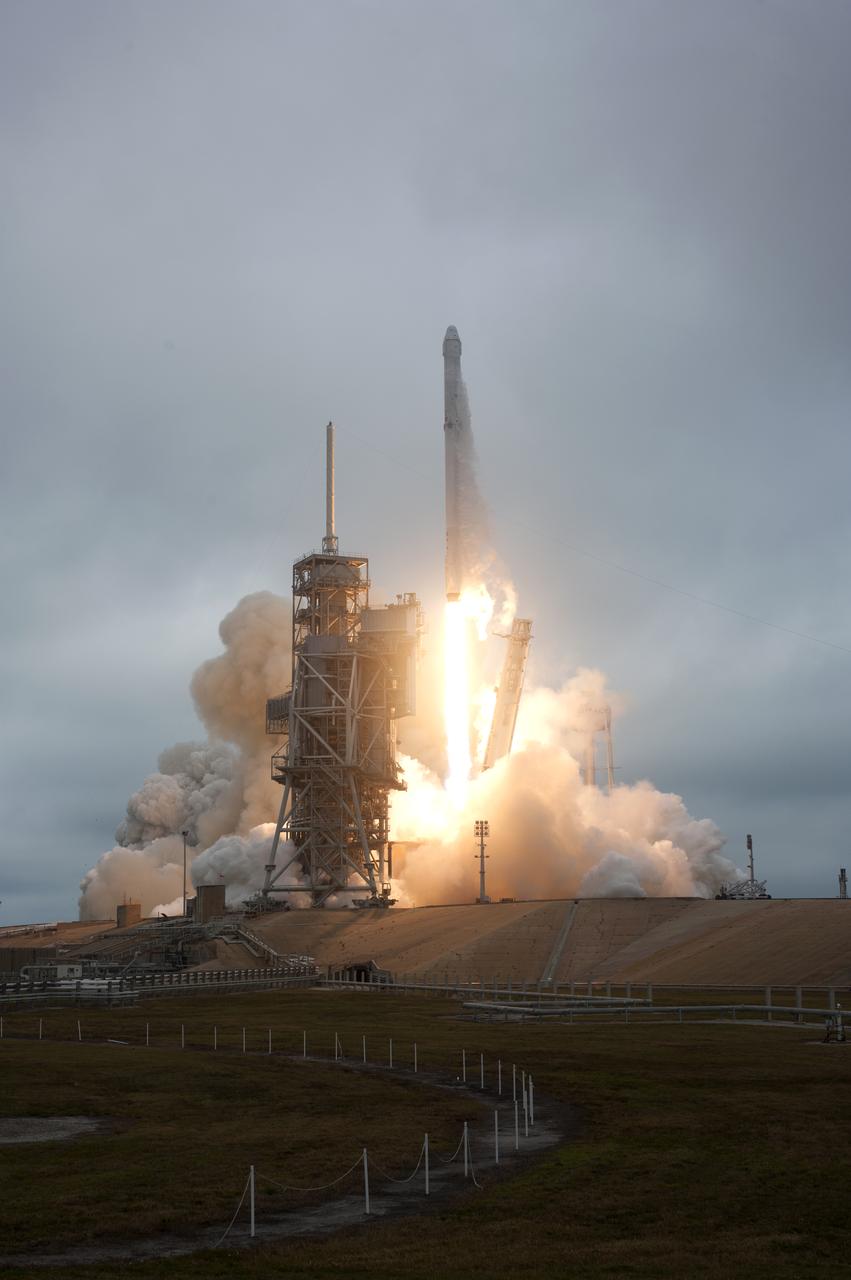 A SpaceX Falcon 9 rocket lifts off from Launch Complex 39A at NASA's Kenney Space Center in Florida. This is the company's 10th commercial resupply services mission to the International Space Station. Liftoff was at 9:39 a.m. EST from the historic launch site now operated by SpaceX under a property agreement with NASA. The Dragon spacecraft will deliver about 5,500 pounds of supplies to the space station, including the Stratospheric Aerosol and Gas Experiment (SAGE) III instrument to further study ozone in the atmosphere.
