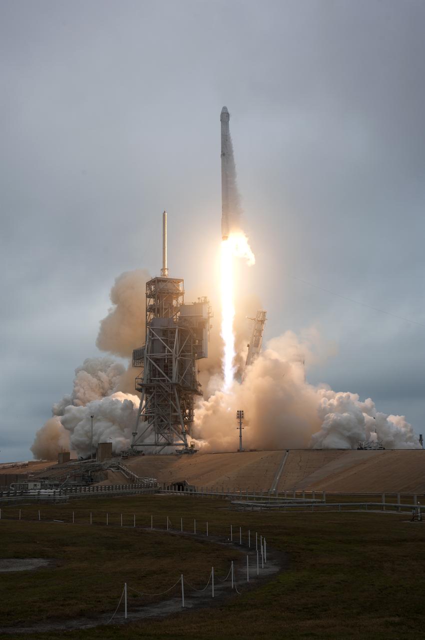 A SpaceX Falcon 9 rocket lifts off from Launch Complex 39A at NASA's Kenney Space Center in Florida. This is the company's 10th commercial resupply services mission to the International Space Station. Liftoff was at 9:39 a.m. EST from the historic launch site now operated by SpaceX under a property agreement with NASA. The Dragon spacecraft will deliver about 5,500 pounds of supplies to the space station, including the Stratospheric Aerosol and Gas Experiment (SAGE) III instrument to further study ozone in the atmosphere.