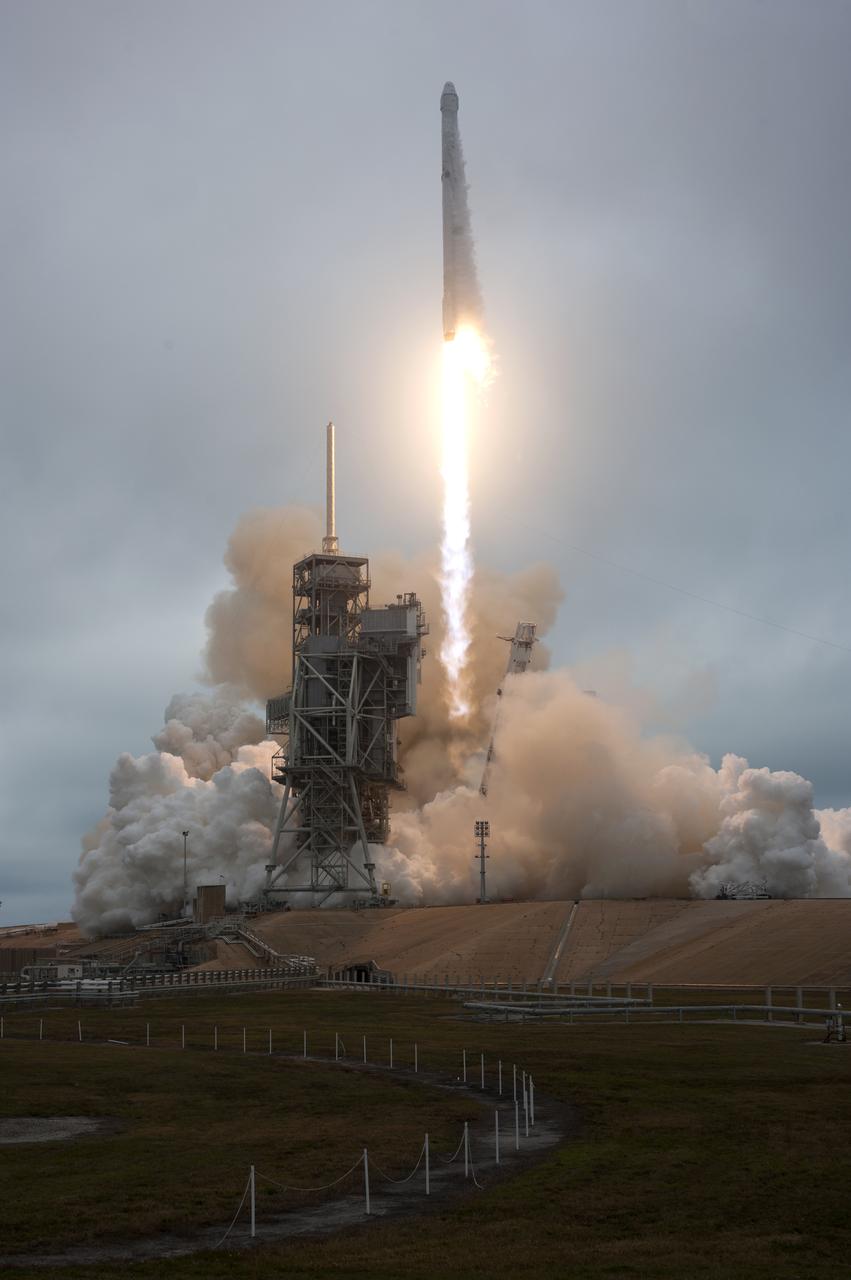 A SpaceX Falcon 9 rocket lifts off from Launch Complex 39A at NASA's Kenney Space Center in Florida. This is the company's 10th commercial resupply services mission to the International Space Station. Liftoff was at 9:39 a.m. EST from the historic launch site now operated by SpaceX under a property agreement with NASA. The Dragon spacecraft will deliver about 5,500 pounds of supplies to the space station, including the Stratospheric Aerosol and Gas Experiment (SAGE) III instrument to further study ozone in the atmosphere.