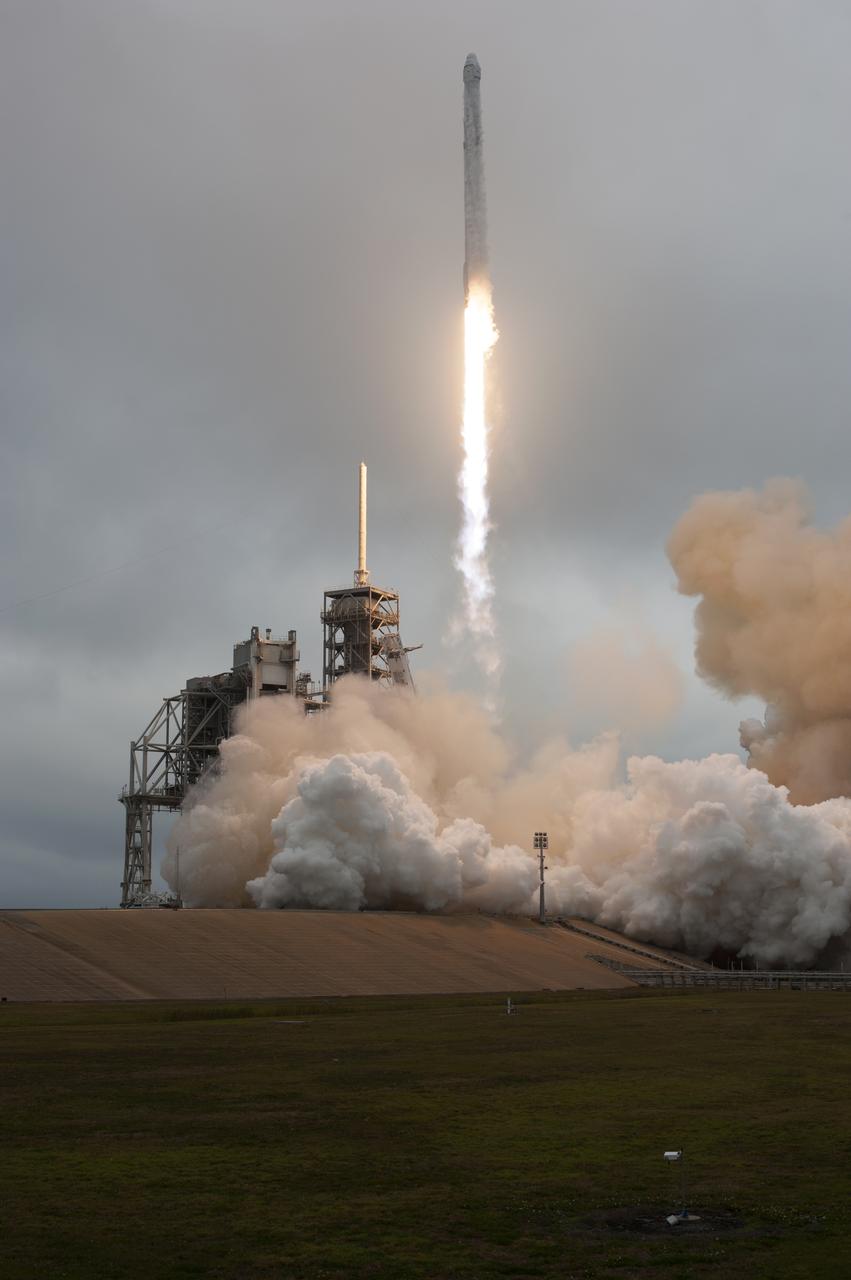 A SpaceX Falcon 9 rocket lifts off from Launch Complex 39A at NASA's Kenney Space Center in Florida. This is the company's 10th commercial resupply services mission to the International Space Station. Liftoff was at 9:39 a.m. EST from the historic launch site now operated by SpaceX under a property agreement with NASA. The Dragon spacecraft will deliver about 5,500 pounds of supplies to the space station, including the Stratospheric Aerosol and Gas Experiment (SAGE) III instrument to further study ozone in the atmosphere.