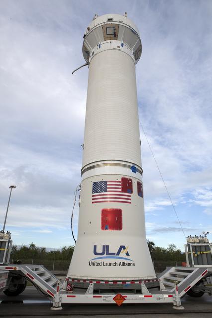 NASA image: OA-7 Atlas V Centaur Stage Lift and Mate to Booster
