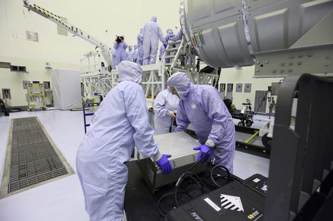 Inside the Payload Hazardous Servicing Facility at NASA's Kennedy Space Center in Florida, preparations are underway for final cargo installation in the Orbital ATK Cygnus pressurized cargo module. The Orbital ATK CRS-7 commercial resupply services mission to the International Space Station is scheduled to launch atop a United Launch Alliance Atlas V rocket from Space Launch Complex 41 at Cape Canaveral Air Force Station no earlier than March 21, 2017. Cygnus will deliver 7,600 pounds of supplies, equipment and scientific research materials to the space station. 
