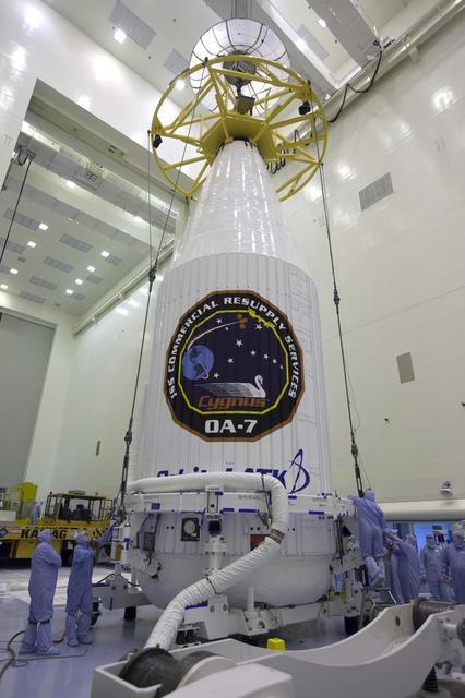 NASA image: OA-7 Cargo Module Lift to KAMAG