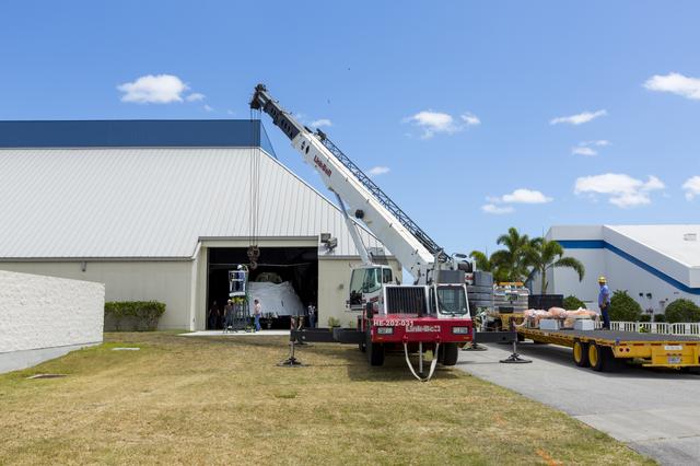 NASA image: EFT-1 Crew Module move to KSC Visitor Complex for exhibit displa