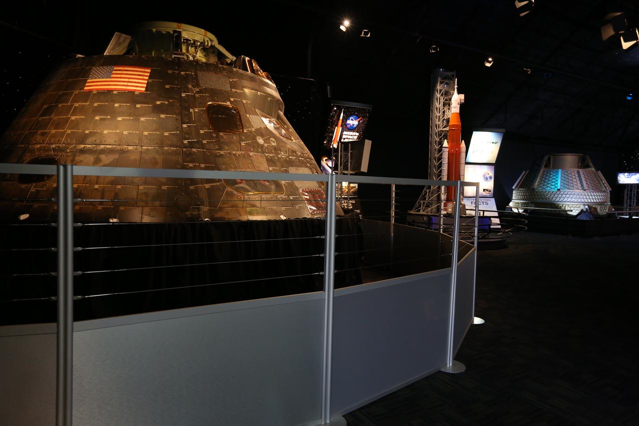 The Orion crew module from Exploration Flight Test 1 (EFT-1) is on display at nearby NASA Kennedy Space Center Visitor Complex in Florida. The crew module is part of the NASA Now exhibit in the IMAX Theater. The Orion EFT-1 spacecraft launched atop a United Launch Alliance Delta IV rocket Dec. 5, 2014, from Space Launch Complex 37 at Cape Canaveral Air Force Station. The spacecraft built for humans traveled 3,604 miles above Earth and splashed down about 4.5 hours later in the Pacific Ocean. 