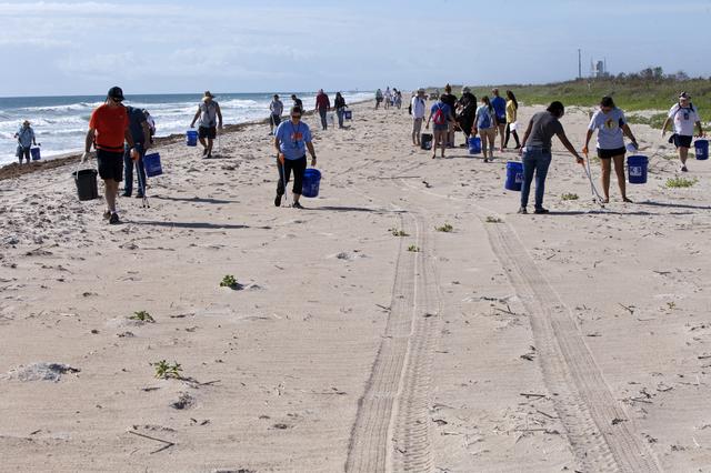 NASA image: Beach Clean-Up near Historic Beach House