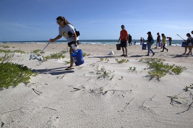 NASA image: Beach Clean-Up near Historic Beach House