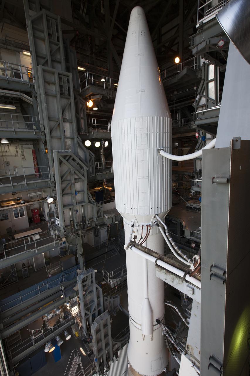 A United Launch Alliance Atlas V rocket, with the Orbital ATK Cygnus pressurized cargo module, exits the Vertical Integration Facility at Space Launch Complex 41 at Cape Canaveral Air Force Station in Florida. Orbital ATK's seventh commercial resupply services mission, CRS-7, is scheduled to launch to the International Space Station on April 18, 2017. Cygnus will deliver 7,600 pounds of supplies, equipment and scientific research materials to the space station. Liftoff is scheduled for 11:11 a.m. EDT.