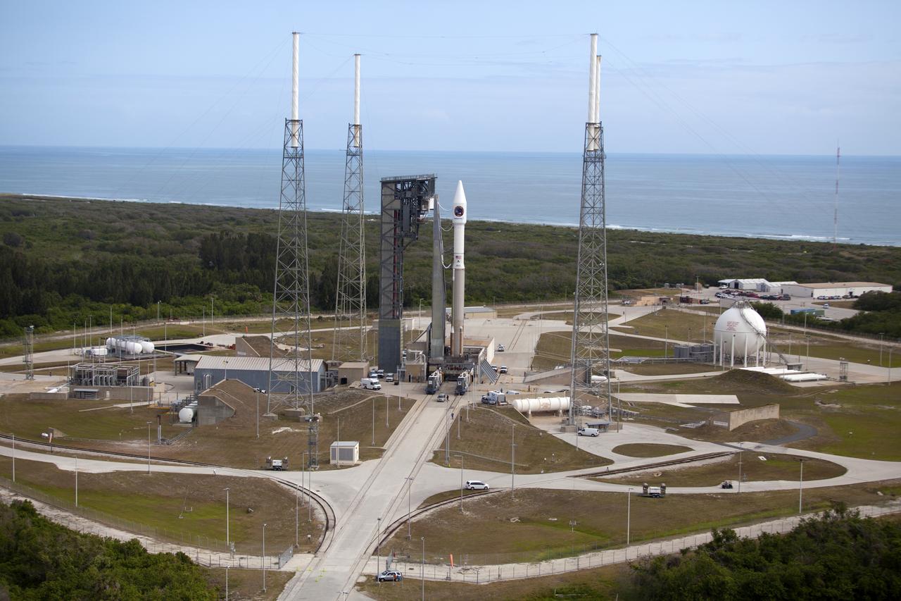 The United Launch Alliance Atlas V rocket, with the Orbital ATK Cygnus pressurized cargo module, stands ready for launch on the pad at Space Launch Complex 41 at Cape Canaveral Air Force Station in Florida. Orbital ATK's seventh commercial resupply services mission, CRS-7, is scheduled to launch to the International Space Station on April 18, 2017. Cygnus will deliver 7,600 pounds of supplies, equipment and scientific research materials to the space station. Liftoff is scheduled for 11:11 a.m. EDT.