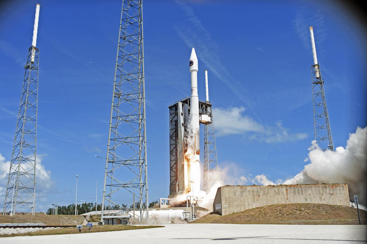 The Orbital ATK Cygnus pressurized cargo module is carried atop the United Launch Alliance Atlas V rocket from Space Launch Complex 41 at Cape Canaveral Air Force Station in Florida. Orbital ATK's seventh commercial resupply services mission, CRS-7, will deliver 7,600 pounds of supplies, equipment and scientific research materials to the International Space Station. Liftoff was at 11:11 a.m. EDT.  