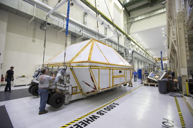 NASA image: Orion EM-1 Crew Module Structural Test Article Prepped for Trans