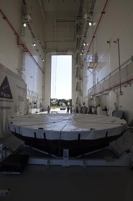NASA image: Orion EFT-1 Heat Shield Move from LASF to VAB Highbay 2