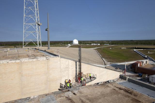 NASA image: Final Flame Trench Brick Installation at Launch Pad 39B