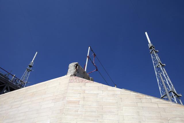 NASA image: Final Flame Trench Brick Installation at Launch Pad 39B