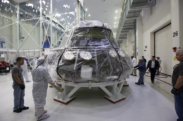 NASA image: Orion EM-1 Crew Module Move from Clean Room to Work Station