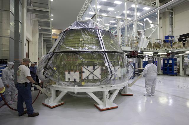 NASA image: Orion EM-1 Crew Module Move from Clean Room to Work Station