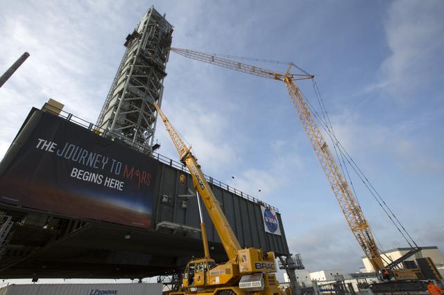 NASA image: Core Stage Forward Skirt Umbilical Installation onto Mobile Laun