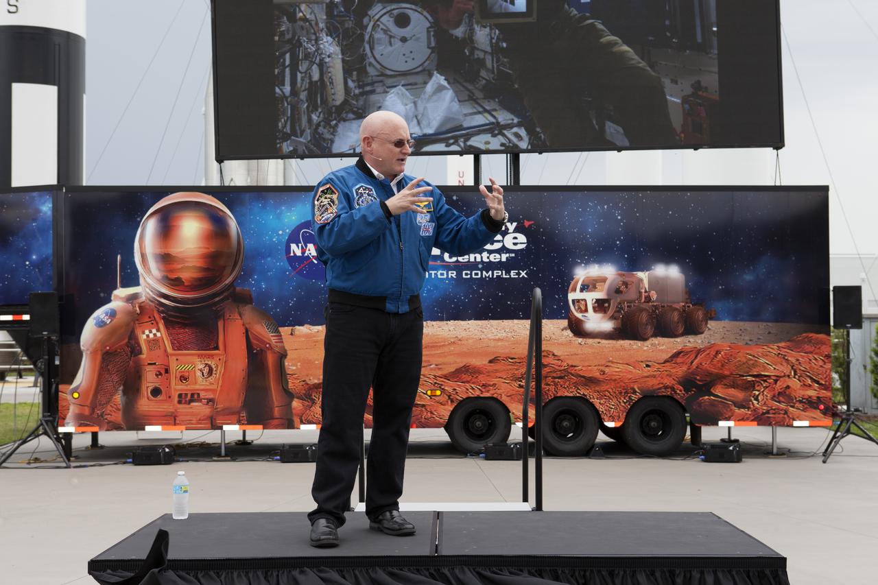 The Kennedy Space Center Visitor Complex kicked off its "Summer of Mars" promotion with a ceremony which included former NASA astronaut Scott Kelly. During his appearance, Kelly shared some of his experiences during a one-year stay aboard the International Space Station. The "Summer of Mars" program is designed to provide guests with a better understanding of NASA's studies of the Red Planet.