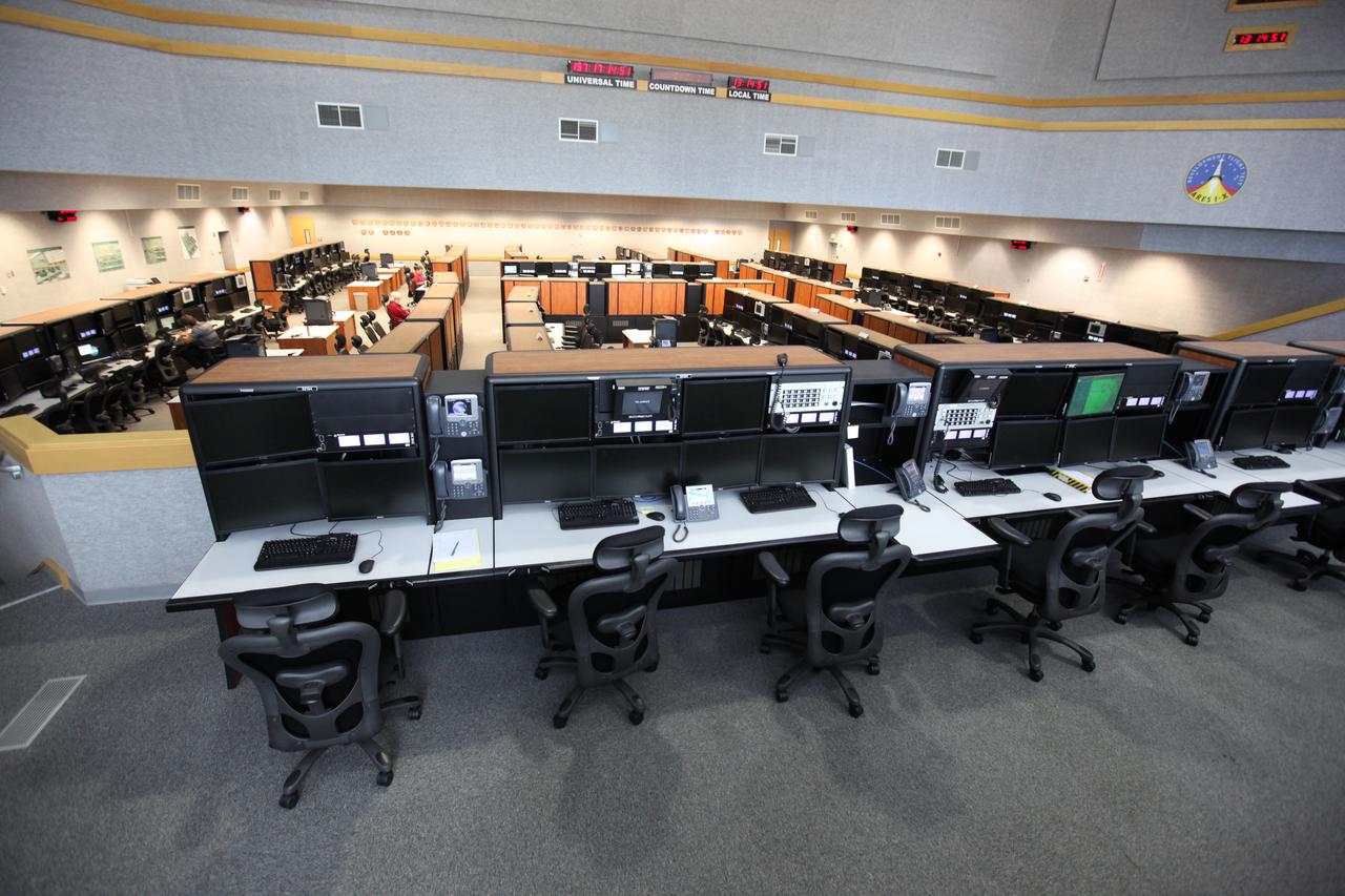 Photos of Firing Room 1 inside the Launch Control Center (LCC) at Kennedy Space Center.