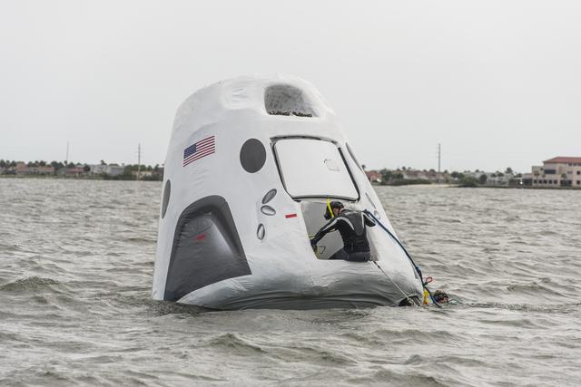 NASA image: Recovery and Rescue Teams Practice with Full-Size Crew Dragon Tr