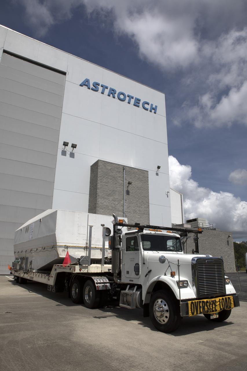 NASA's TDRS-M satellite arrives inside its shipping container at the Astrotech facility in Titusville, Florida, for preflight processing. The TDRS-M is the latest spacecraft destined for the agency's constellation of communications satellites that allows nearly continuous contact with orbiting spacecraft ranging from the International Space Station and Hubble Space Telescope to the array of scientific observatories. Liftoff atop a United Launch Alliance Atlas V rocket is scheduled to take place from Space Launch Complex 41 at Cape Canaveral Air Force Station at 9:02 a.m. EDT Aug. 3, 2017.