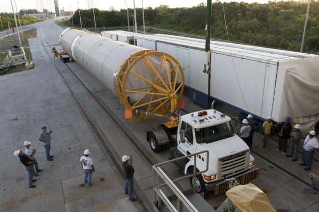 NASA image: TDRS-M Atlas V First Stage Booster Transport from ASOC to VIF