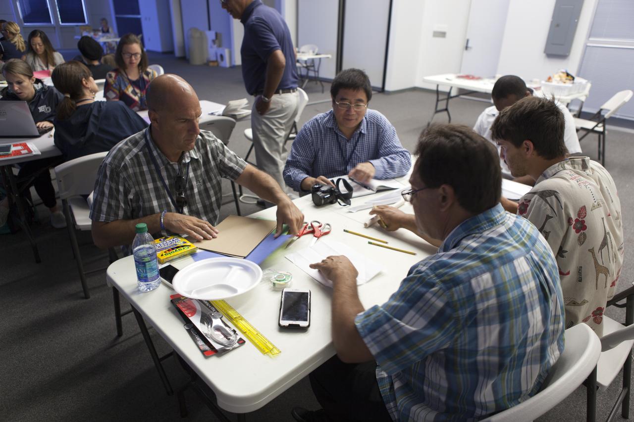 Teachers participate in the Rocketry Engineering Design Challenge during the 2017 GE Foundation High School STEM Integration Conference at the Center for Space Education at NASA's Kennedy Space Center. High school teachers from across the country took part in the week-long conference, which is designed to explore effective ways for teachers, schools and districts from across the country to integrate STEM throughout the curriculum. The conference is a partnership between GE Foundation and the National Science Teachers Association.