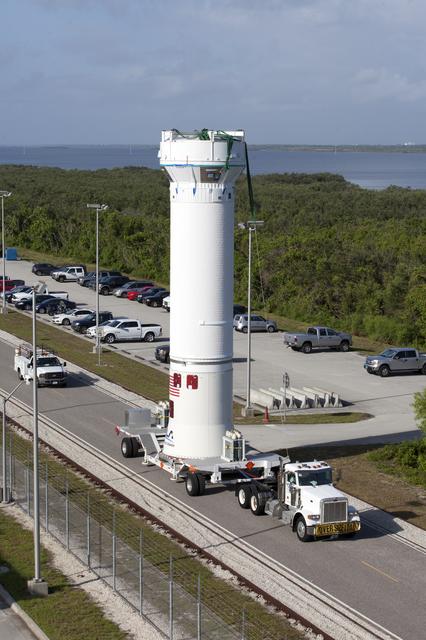 NASA image: TDRS-M Atlas V Second Stage Centaur Transport from DOC to VIF
