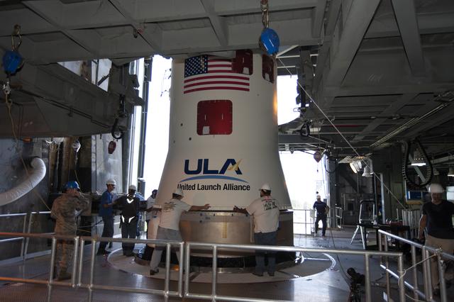 NASA image: TDRS-M Atlas V Second Stage Centaur Off-Site Vertical Integratio