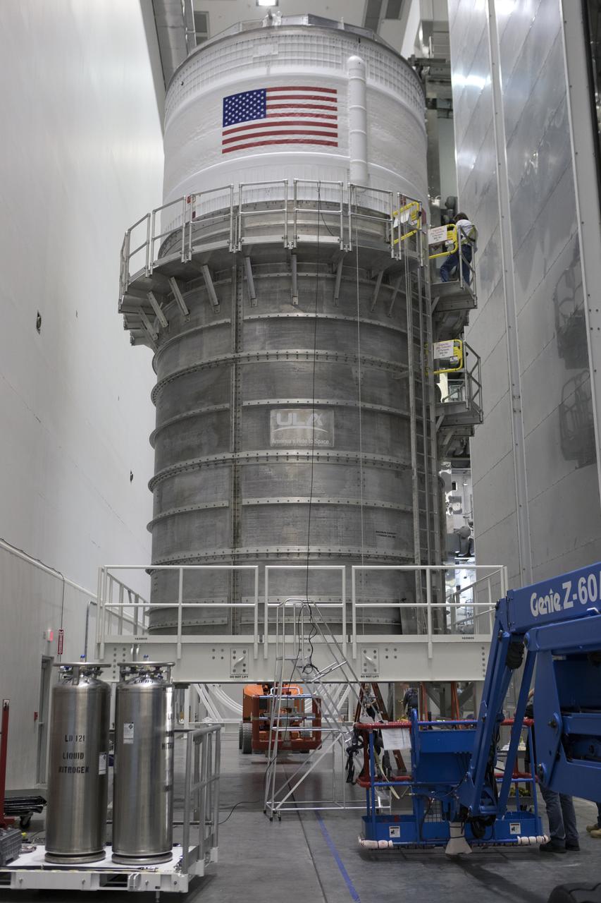 The Interim Cryogenic Propulsion Stage (ICPS) for NASA's Space Launch System (SLS) rocket is packed inside a canister and ready to be moved from the United Launch Alliance (ULA) Delta Operations Center near Space Launch Complex 37 at Cape Canaveral Air Force Station to the Space Station Processing Facility at NASA's Kennedy Space Center in Florida. The ICPS is the first integrated piece of flight hardware to arrive for the SLS. It is the in-space stage that is located toward the top of the rocket, between the Launch Vehicle Stage Adapter and the Orion Spacecraft Adapter. It will provide some of the in-space propulsion during Orion's first flight test atop the SLS on Exploration Mission-1. 