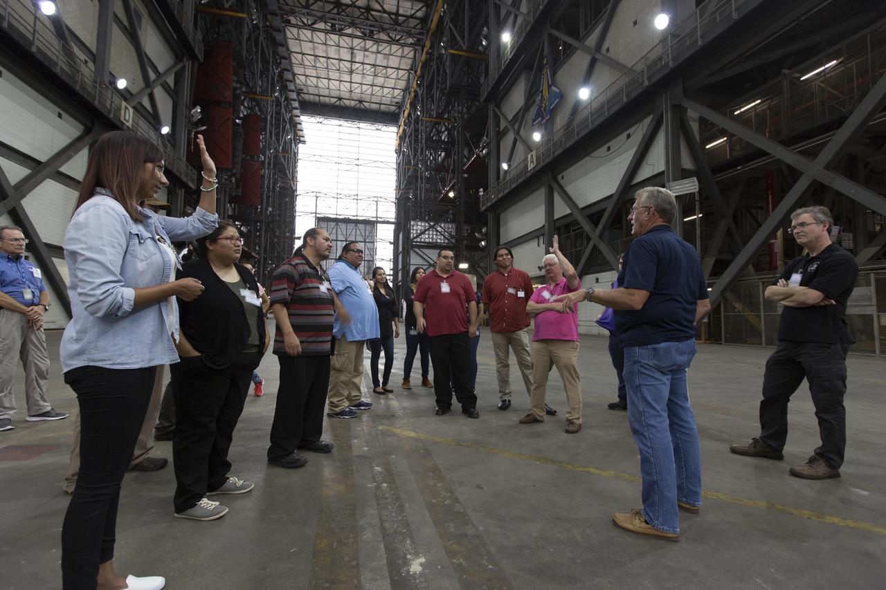 A group of 19 college students recently visited NASA's Kennedy Space Center as winners of the First Nations Launch competition in Wisconsin. They were part of teams that successfully flew high-powered rockets, earning them an opportunity to visit the Florida spaceport. During their visit, they toured the Vehicle Assembly Building, Launch Control Center and the Kennedy visitor complex. The competition is supported by NASA and the Wisconsin Space Grant Consortium. It provides an opportunity for students attending tribal colleges or universities, or who are members of a campus American Indian Science and Engineering Society, or AISES, chapter to design, build and launch a rocket at a competition in Kansasville, Wisconsin.