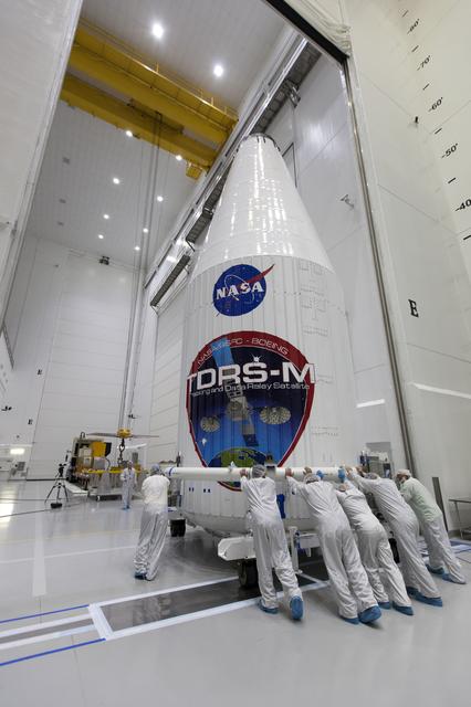 NASA image: TDRS-M Spacecraft Lift to Transport Vehicle