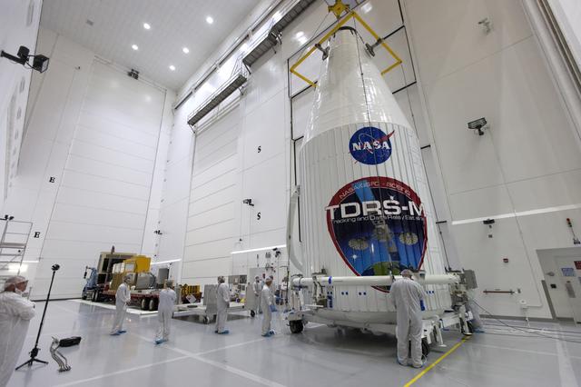 NASA image: TDRS-M Spacecraft Lift to Transport Vehicle