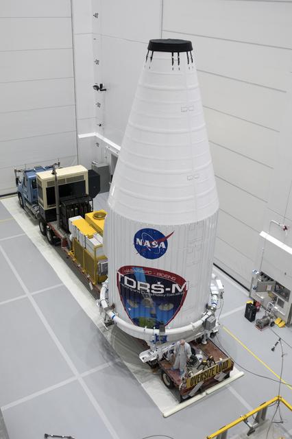 NASA image: TDRS-M Spacecraft Lift to Transport Vehicle