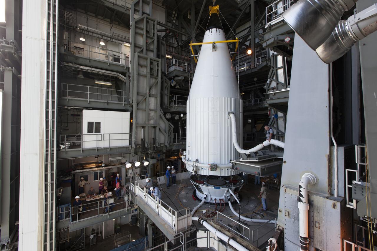 Encapsulated in its payload fairing, Tracking and Data Relay Satellite (TDRS-M) is mated to the United Launch Alliance Atlas V Centaur upper stage in the Vertical Integration Facility at Space Launch Complex 41 at Cape Canaveral Air Force Station in Florida. TDRS-M will be the latest spacecraft destined for the agency's constellation of communications satellites that allows nearly continuous contact with orbiting spacecraft ranging from the International Space Station and Hubble Space Telescope to the array of scientific observatories. Liftoff atop the ULA Atlas V rocket is scheduled for Aug. 18, 2017.