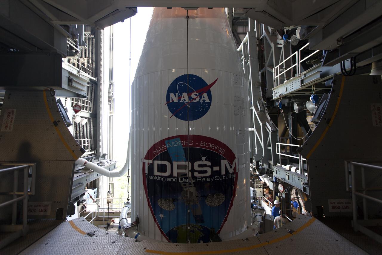 Encapsulated in its payload fairing, Tracking and Data Relay Satellite (TDRS-M) is mated to the United Launch Alliance Atlas V Centaur upper stage in the Vertical Integration Facility at Space Launch Complex 41 at Cape Canaveral Air Force Station in Florida. TDRS-M will be the latest spacecraft destined for the agency's constellation of communications satellites that allows nearly continuous contact with orbiting spacecraft ranging from the International Space Station and Hubble Space Telescope to the array of scientific observatories. Liftoff atop the ULA Atlas V rocket is scheduled for Aug. 18, 2017.