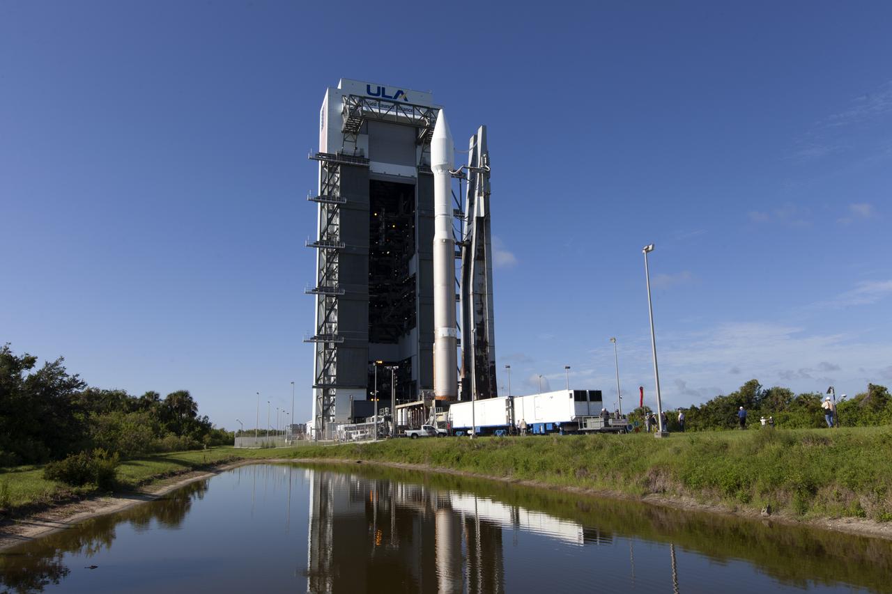 A United Launch Alliance Atlas V rocket rolls out of the Vertical Integration Facility at Cape Canaveral Air Force Station in Florida on its way to Space Launch Complex 41. The launch vehicle will send NASA's Tracking and Data Relay Satellite, TDRS-M to orbit. TDRS-M is the latest spacecraft destined for the agency's constellation of communications satellites that allows nearly continuous contact with orbiting spacecraft ranging from the International Space Station and Hubble Space Telescope to the array of scientific observatories. Liftoff atop a United Launch Alliance Atlas V rocket is scheduled to take place from Space Launch Complex 41 at Cape Canaveral Air Force Station at 8:03 a.m. EDT Aug. 18.