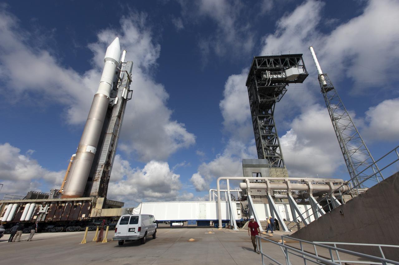 A United Launch Alliance Atlas V rocket is rolled to Space Launch Complex 41 at Cape Canaveral Air Force Station in Florida. The launch vehicle will send NASA's Tracking and Data Relay Satellite, TDRS-M to orbit. TDRS-M is the latest spacecraft destined for the agency's constellation of communications satellites that allows nearly continuous contact with orbiting spacecraft ranging from the International Space Station and Hubble Space Telescope to the array of scientific observatories. Liftoff atop a United Launch Alliance Atlas V rocket is scheduled to take place from Space Launch Complex 41 at Cape Canaveral Air Force Station at 8:03 a.m. EDT Aug. 18.