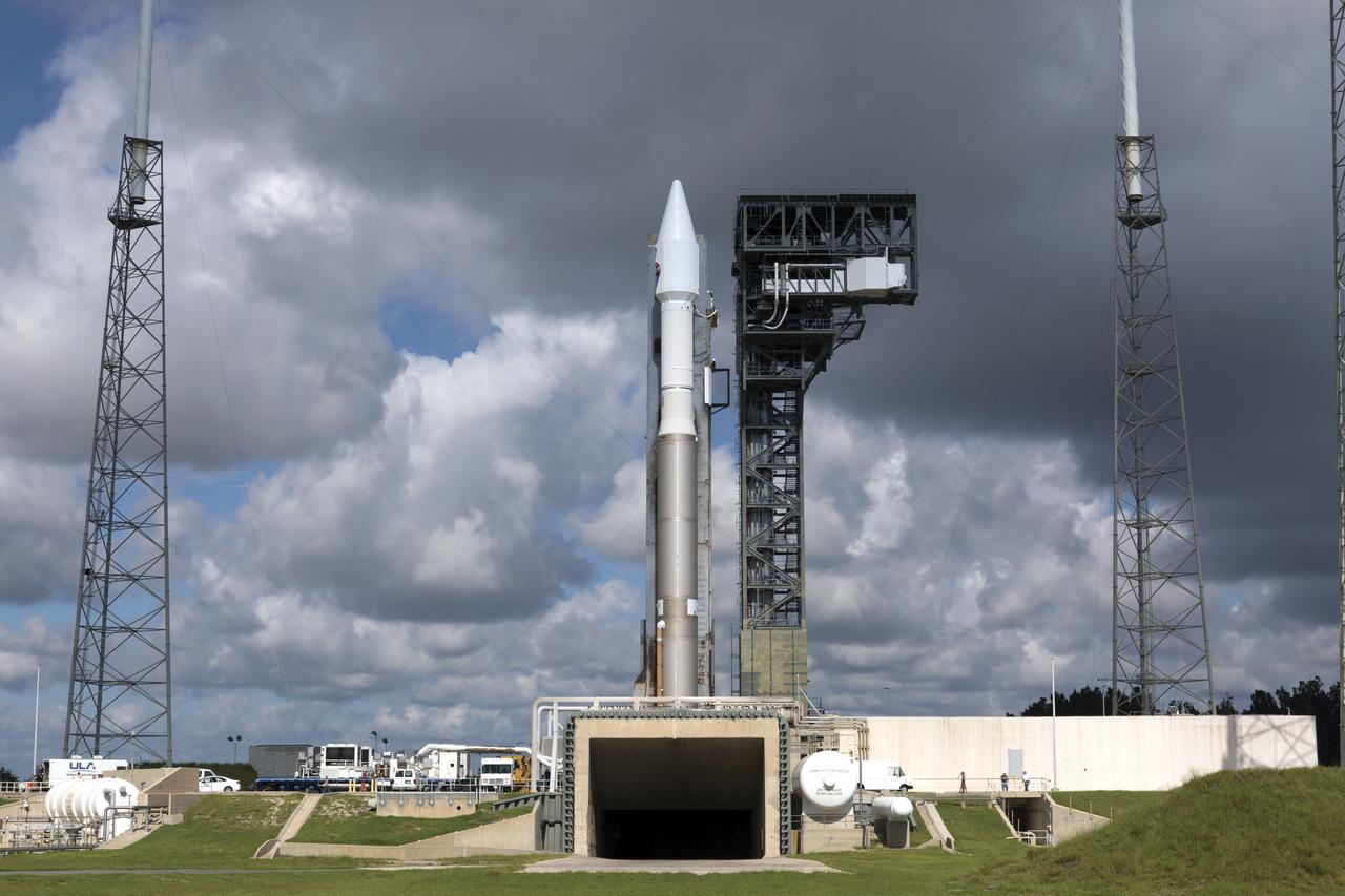 A United Launch Alliance Atlas V rocket arrives at Space Launch Complex 41 at Cape Canaveral Air Force Station in Florida. The launch vehicle will send NASA's Tracking and Data Relay Satellite, TDRS-M to orbit. TDRS-M is the latest spacecraft destined for the agency's constellation of communications satellites that allows nearly continuous contact with orbiting spacecraft ranging from the International Space Station and Hubble Space Telescope to the array of scientific observatories. Liftoff atop a United Launch Alliance Atlas V rocket is scheduled to take place from Space Launch Complex 41 at Cape Canaveral Air Force Station at 8:03 a.m. EDT Aug. 18.