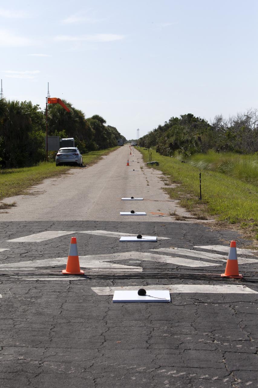 Microphone arrays and other instrumentation are strategically positioned along the ground at NASA's Kennedy Space Center in Florida. They have been set up to collect sound signatures from sonic booms created by agency F-18 jets flying faster than the speed of sound. Several flights a day have been taking place the week of Aug. 21, 2017 as part of NASA's Sonic Booms in Atmospheric Turbulence, or SonicBAT II Program. NASA at Kennedy is partnering with the agency's Armstrong Flight Research Center in California, Langley Research Center in Virginia, and Space Florida for a program in which F-18 jets will take off from the Shuttle Landing Facility and fly at supersonic speeds while agency researchers measure the effects of low-altitude turbulence caused by sonic booms.
