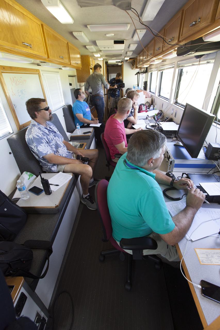 Engineers staff a control trailer at NASA's Kennedy Space Center in Florida before flights of agency F-18 jets to measure the effects of sonic booms. Several flights a day have been taking place the week of Aug. 21, 2017 as part of NASA's Sonic Booms in Atmospheric Turbulence, or SonicBAT II Program. NASA at Kennedy is partnering with the agency's Armstrong Flight Research Center in California, Langley Research Center in Virginia, and Space Florida for a program in which F-18 jets will take off from the Shuttle Landing Facility and fly at supersonic speeds while agency researchers measure the effects of low-altitude turbulence caused by sonic booms.