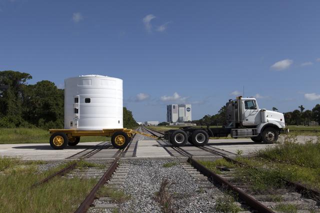 NASA image: Orion EM-1 Forward Skirt Move from Hangar AF to BFF