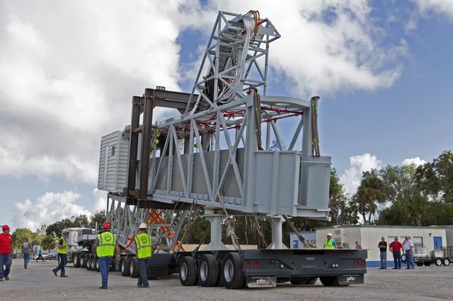 Mobile Launcher Crew Access Arm Prep for Transport to Kennedy Sp