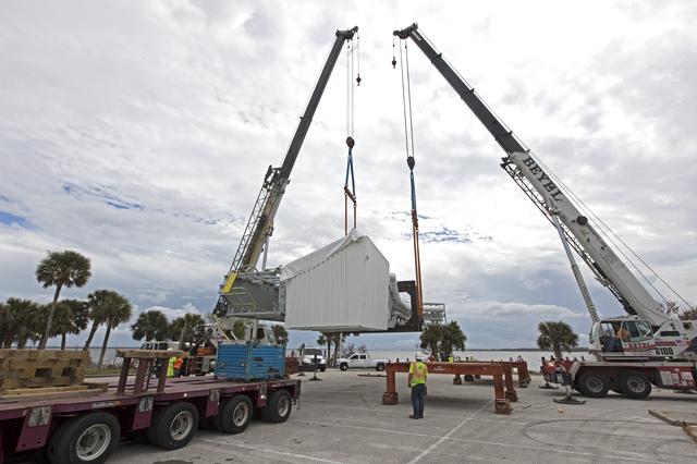 Mobile Launcher Crew Access Arm Transport from Cocoa FL to KSC