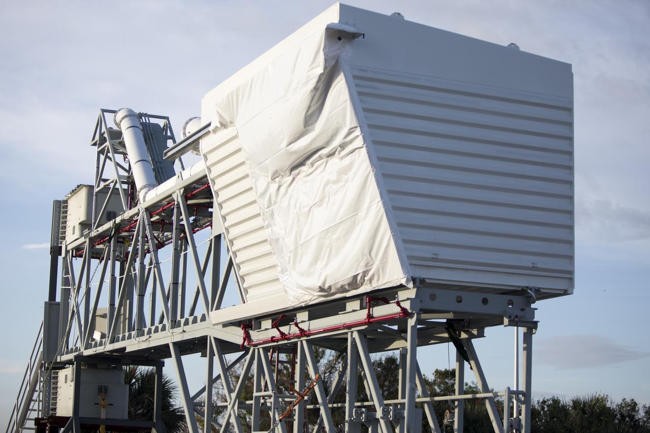 The Orion crew access arm is secured in a storage location at NASA's Kennedy Space Center in Florida. The access arm will be prepared for its move to the mobile launcher (ML) tower near the Vehicle Assembly Building at the center. The crew access arm will be installed at about the 274-foot level on the tower. It will rotate from its retracted position and interface with the Orion crew hatch location to provide entry to the Orion crew module. The Ground Systems Development and Operations Program is overseeing installation of umbilicals and launch accessories on the ML tower. 
