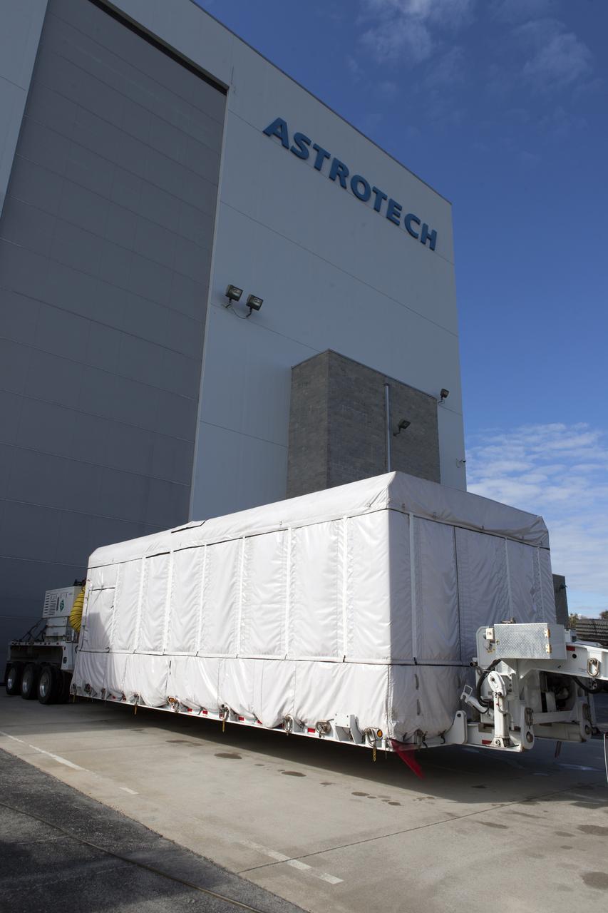 NOAA's Geostationary Operation Environmental Satellite-S (GOES-S) arrives at Astrotech Space Operations in Titusville, Florida, to prepare it for launch. The facility is located near NASA's Kennedy Space Center. GOES-S is the second in a series of four advanced geostationary weather satellites. The GOES-R series - consisting of the GOES-R, GOES-S, GOES-T and GOES-U spacecraft - will significantly improve the detection and observation of environmental phenomena that directly affect public safety, protection of property and the nation's economic health and prosperity. GOES-S is slated to launch March 1, 2018 aboard a United Launch Alliance Atlas V rocket from Cape Canaveral Air Force Station in Florida.