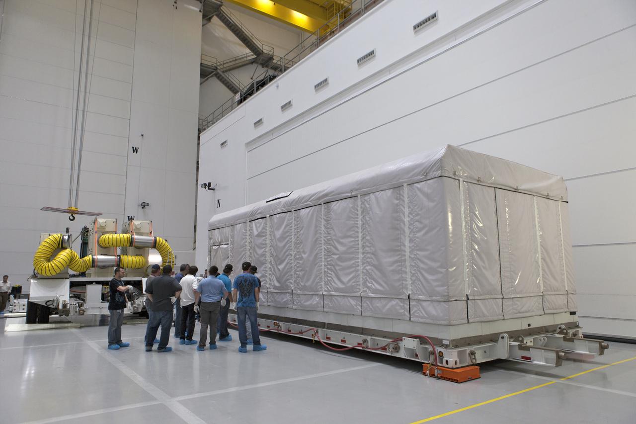 NOAA's Geostationary Operation Environmental Satellite-S (GOES-S) arrives inside Astrotech Space Operations in Titusville, Florida, to prepare it for launch. The facility is located near NASA's Kennedy Space Center. GOES-S is the second in a series of four advanced geostationary weather satellites. The GOES-R series - consisting of the GOES-R, GOES-S, GOES-T and GOES-U spacecraft - will significantly improve the detection and observation of environmental phenomena that directly affect public safety, protection of property and the nation's economic health and prosperity. GOES-S is slated to launch March 1, 2018 aboard a United Launch Alliance Atlas V rocket from Cape Canaveral Air Force Station in Florida.