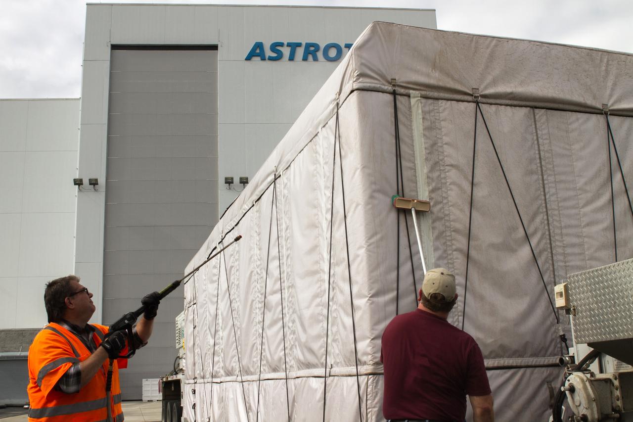 NOAA's Geostationary Operation Environmental Satellite-S (GOES-S) arrives at Astrotech Space Operations in Titusville, Florida, to prepare it for launch. The facility is located near NASA's Kennedy Space Center. GOES-S is the second in a series of four advanced geostationary weather satellites. The GOES-R series - consisting of the GOES-R, GOES-S, GOES-T and GOES-U spacecraft - will significantly improve the detection and observation of environmental phenomena that directly affect public safety, protection of property and the nation's economic health and prosperity. GOES-S is slated to launch March 1, 2018 aboard a United Launch Alliance Atlas V rocket from Cape Canaveral Air Force Station in Florida.