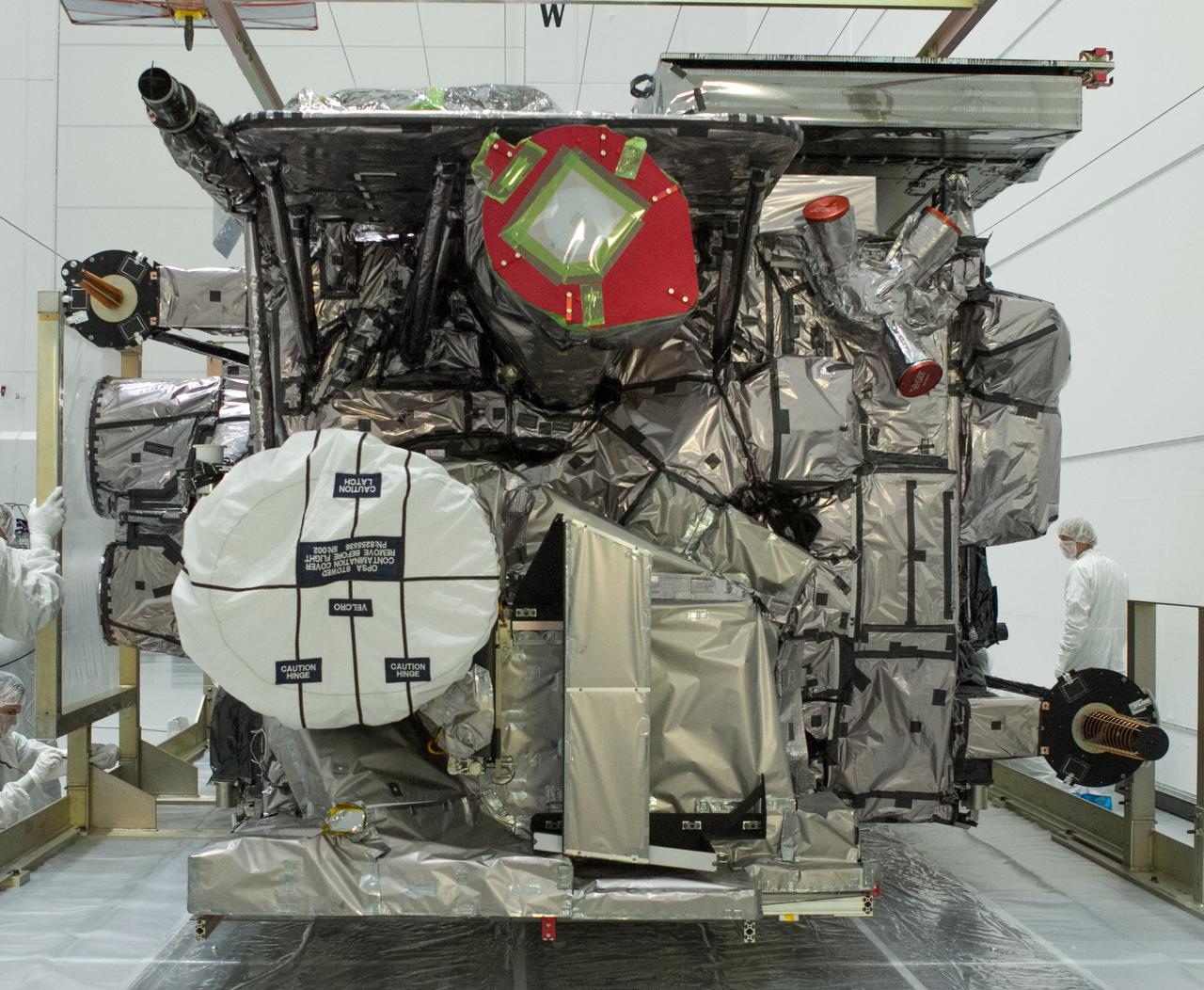At Astrotech Space Operations in Titusville, Florida, NOAA's Geostationary Operation Environmental Satellite-S (GOES-S) has been removed from its shipping container. GOES-S is the second in a series of four advanced geostationary weather satellites. The GOES-R series - consisting of the GOES-R, GOES-S, GOES-T and GOES-U spacecraft - will significantly improve the detection and observation of environmental phenomena that directly affect public safety, protection of property and the nation's economic health and prosperity. GOES-S is slated to launch March 1, 2018 aboard a United Launch Alliance Atlas V rocket from Cape Canaveral Air Force Station in Florida.